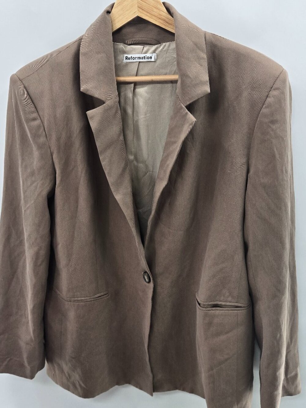 Reformation Tan/Taupe Single Breasted Blazer Jacket Size Small